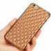 iPhone 6 6s Plus 5.5 - TPU Soft 3D Square Pattern Electroplated Bumper Protective Phone Cover Case - Gold and Clear